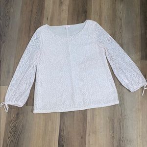 LC Lauren Conrad White Lace Long Sleeve Top